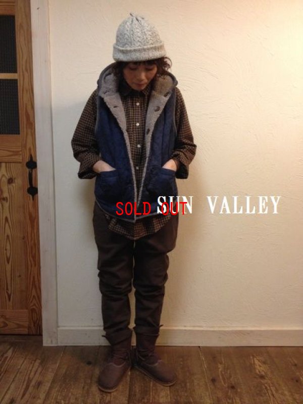 画像1: sun valley(サンバレー）　布帛×シープボアリバーシブルベスト