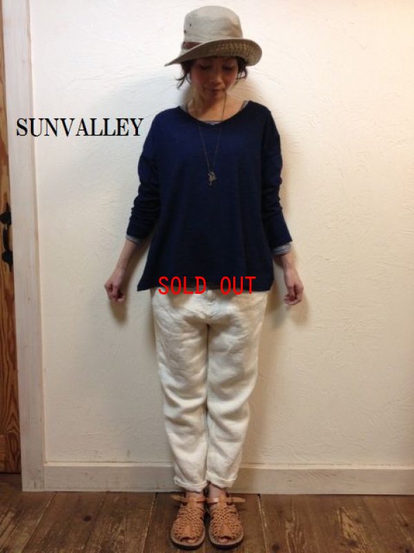 画像1:  sunvalley(サンバレー） インディゴ天竺Vネックドロッププルオーバー