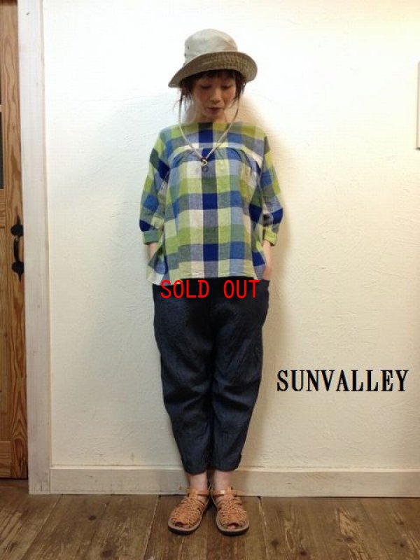 画像1:  sunvalley(サンバレー） コットンリネンインディゴシャンブレーパンツ