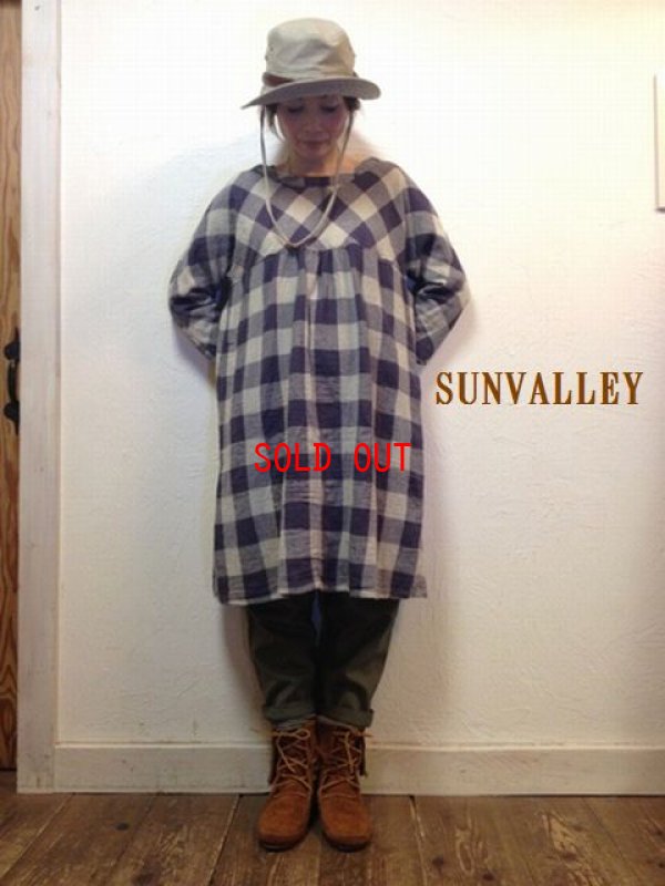 画像1: sunvalley(サンバレー） コットンリネンガーゼブロックチェック2wayワンピース