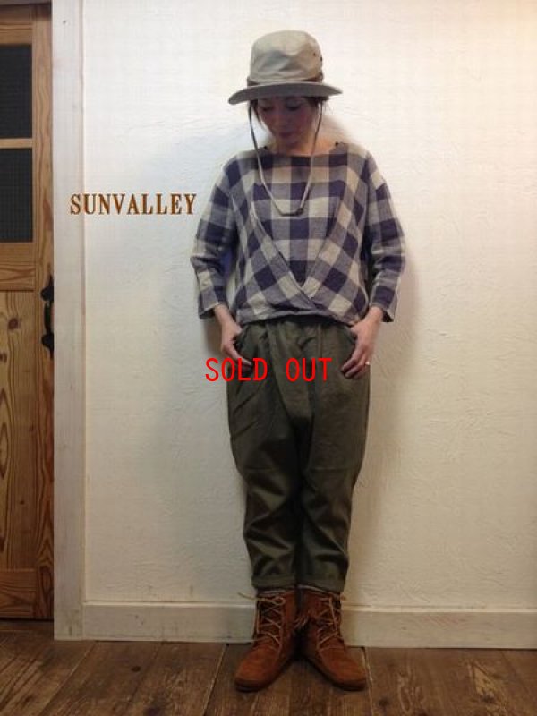 画像1: sunvalley(サンバレー） コットンリネンガーゼブロックチェックプルオーバー 