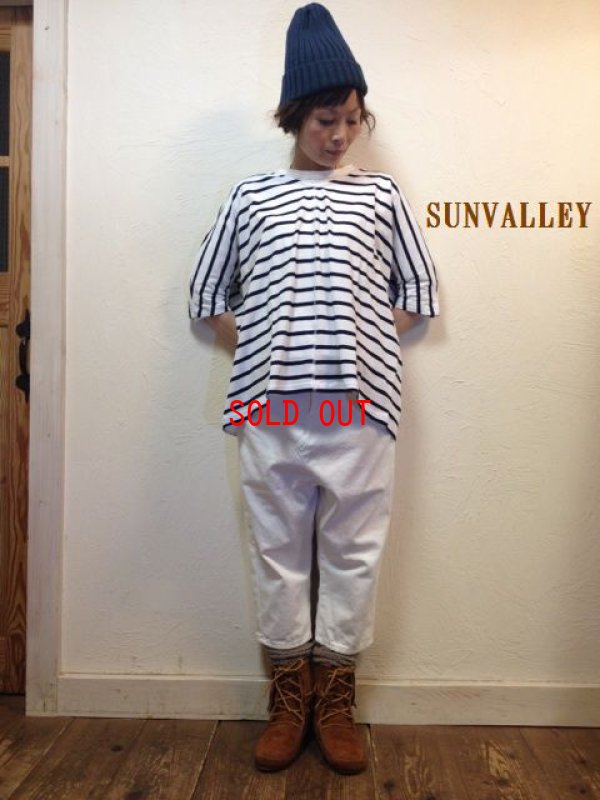 画像1: sunvalley(サンバレー）天竺ボーダーオーバーダイプルオーバー