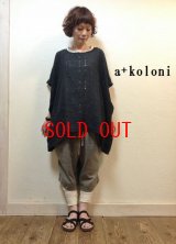 a+koloni(コロニー） リネンハリヌキチェックワイドブラウス