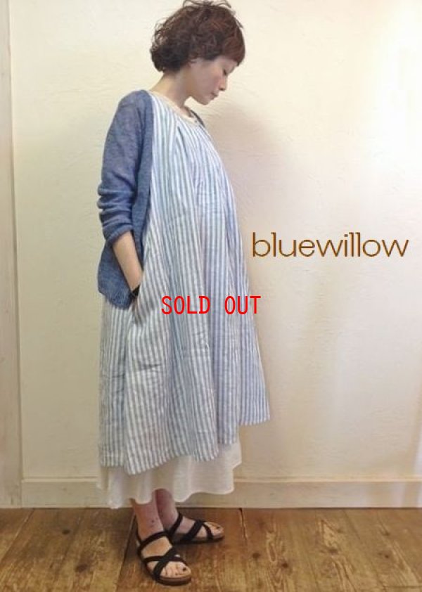 画像1: bluewillow(ブルーウィロー）　リネンストライプワンピース