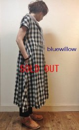  bluewillow(ブルーウィロー） コットンリネンVネックチェックワンピース