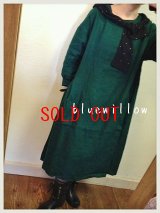 bluewillow(ブルーウィロー）　リネンソリット起毛ワンピース