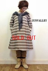 sunvalley(サンバレー）　コットン起毛シャンブレーボーダーワンピース