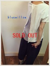 blue willow(ブルーウィロー）　コットン天竺布帛切り替えTシャツ