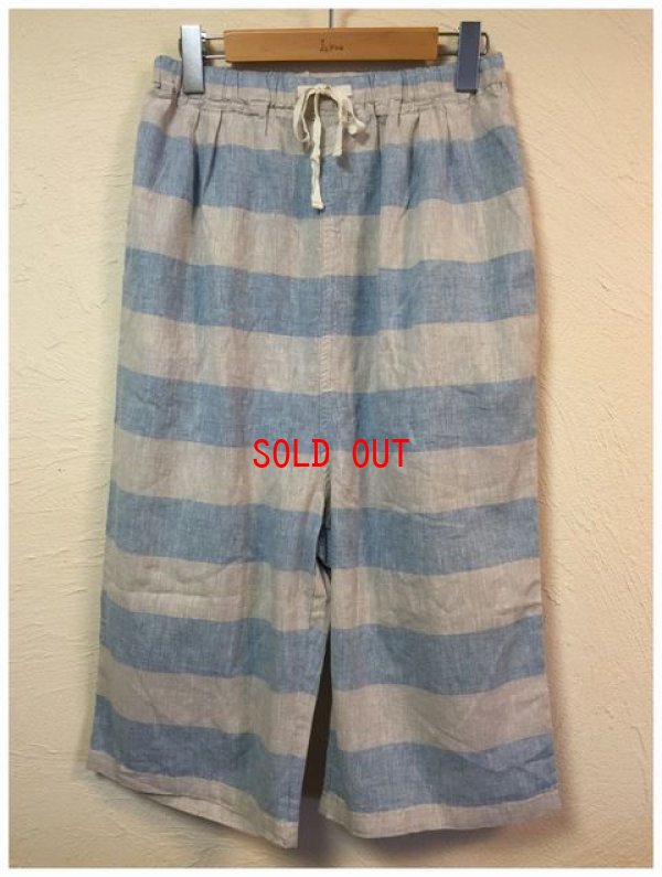 画像7: blue willow(ブルーウィロー) リネンコットンワイドボーダーサルエルパンツ