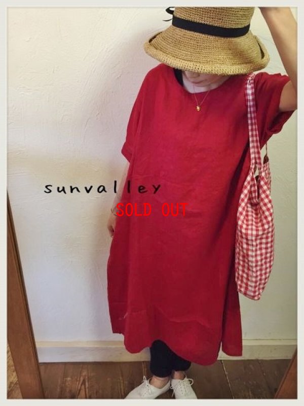 画像1: sunvalley(サンバレー）　リネン後ろヘンリー開きワンピース