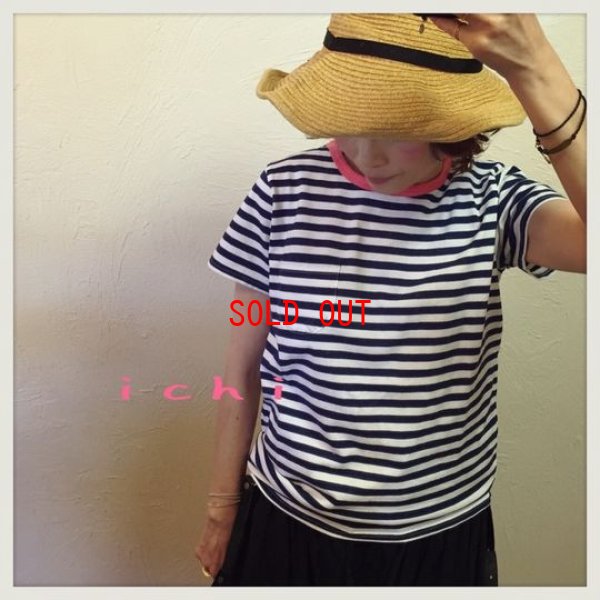 画像1: ichi(イチ）　細ボーダークルーTシャツ