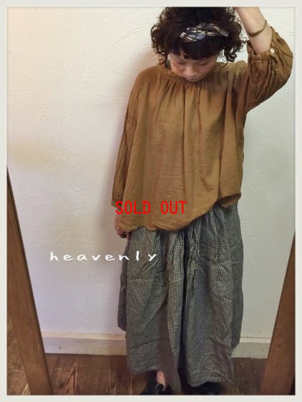 画像1: heavenly(ヘブンリー）　リネンギンガムギャザースカート