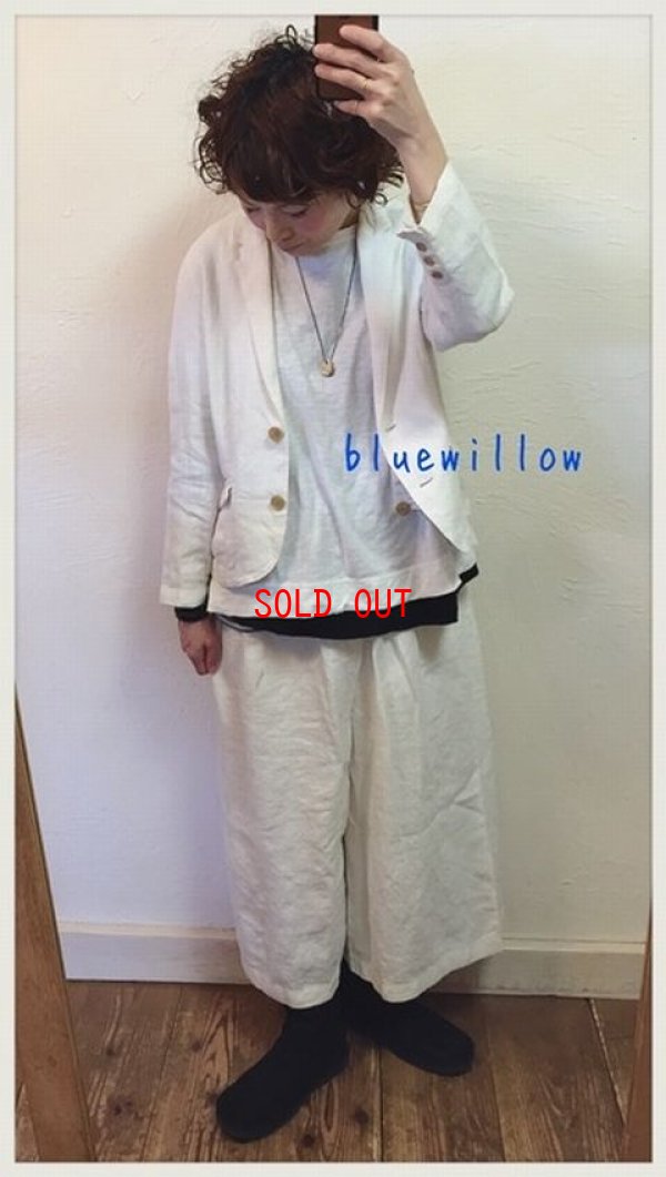 画像2: blue willow(ブルーウィロー）　リネン太番手ラップガウチョパンツ