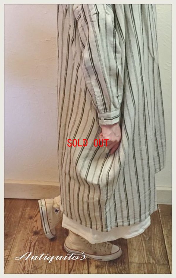 画像5: ichi/Antiquite's(アンティークス）　コットンリネンストライプワンピース