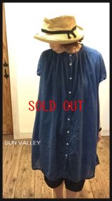 sun valley(サンバレー）　製品染めボイルスタンドシャツチュニック