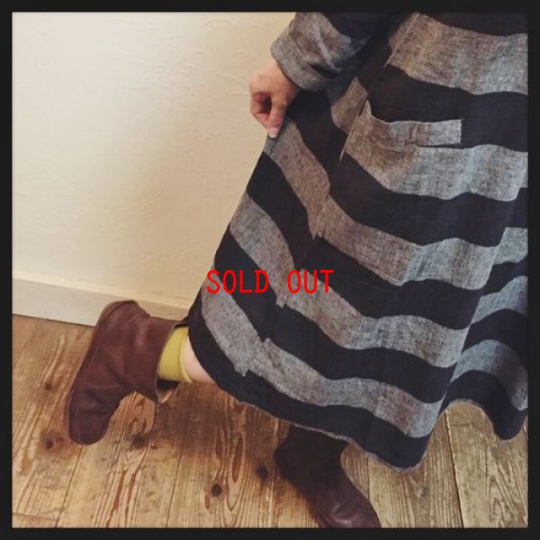 画像6: sun valley（サンバレー）　コットンリネンスラブ起毛ボーダーワンピース