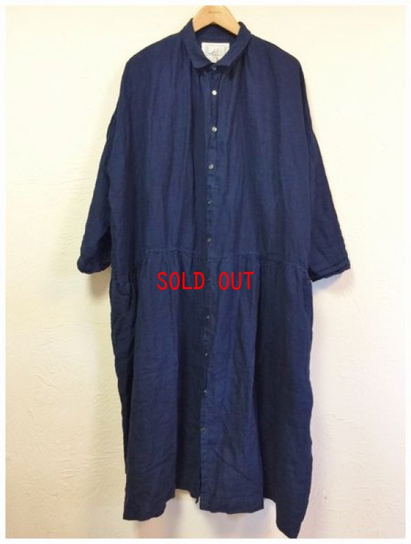 画像4: ichi/Antiquite's(アンティークス）　リネンインディゴワンピース