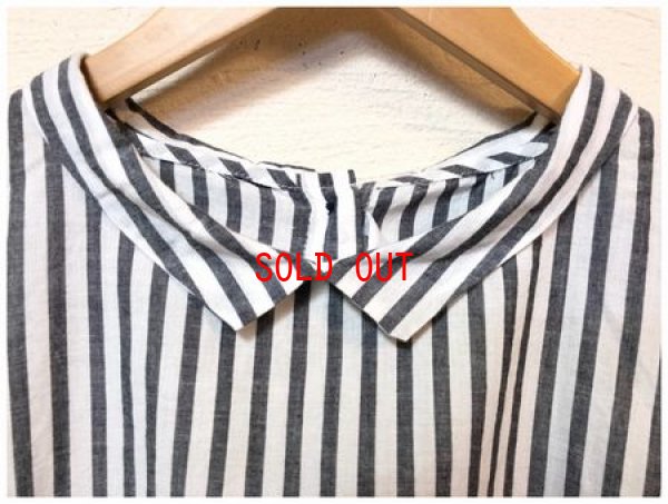 画像6: sun valley(サンバレー）　コットンリネンストライプ衿付きプルオーバー