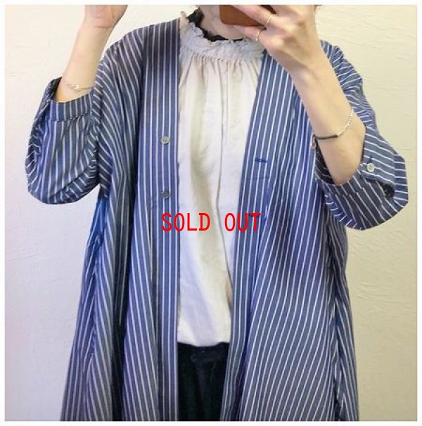 画像5: nachukara(ナチュカラ）　コットンストライプドレープロングシャツ