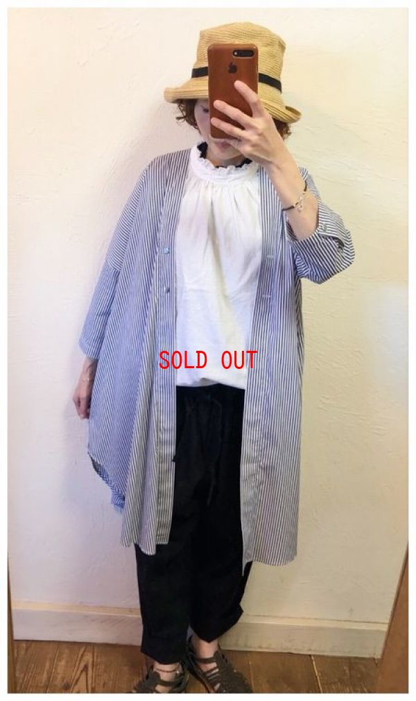 画像3: nachukara(ナチュカラ）　コットンストライプドレープロングシャツ
