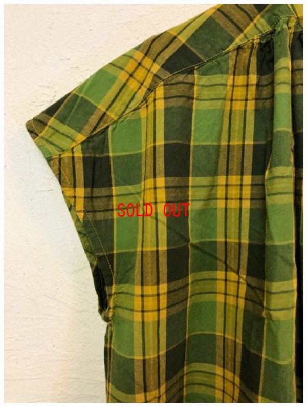 画像10: sun valley(サンバレー）　コットンチェックシャツオーバーダイフレンチスリーブブラウス