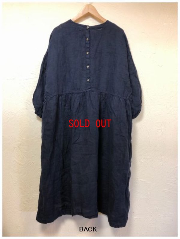 画像9: tukuroi(ツクロイ）　リネンジャガードリーフ柄製品染めワンピース