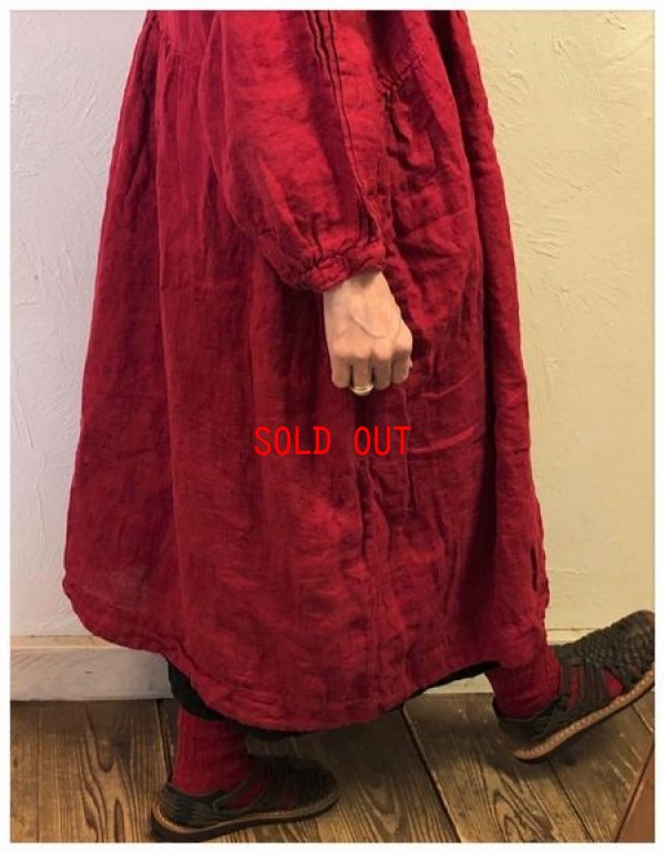 画像5: tukuroi(ツクロイ）　リネンジャガードリーフ柄製品染めワンピース