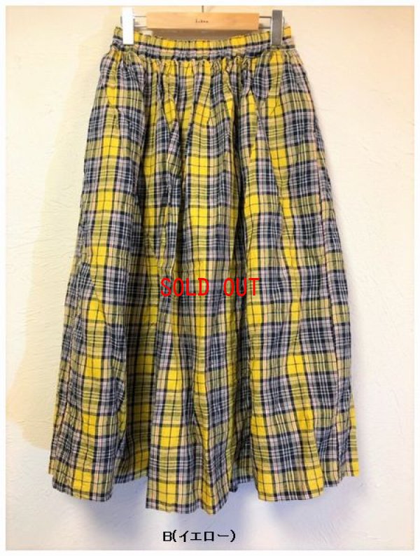 画像9: ichi Antiquite's(アンティークス）　リネンタータンチェックギャザースカート