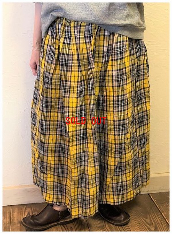 画像3: ichi Antiquite's(アンティークス）　リネンタータンチェックギャザースカート