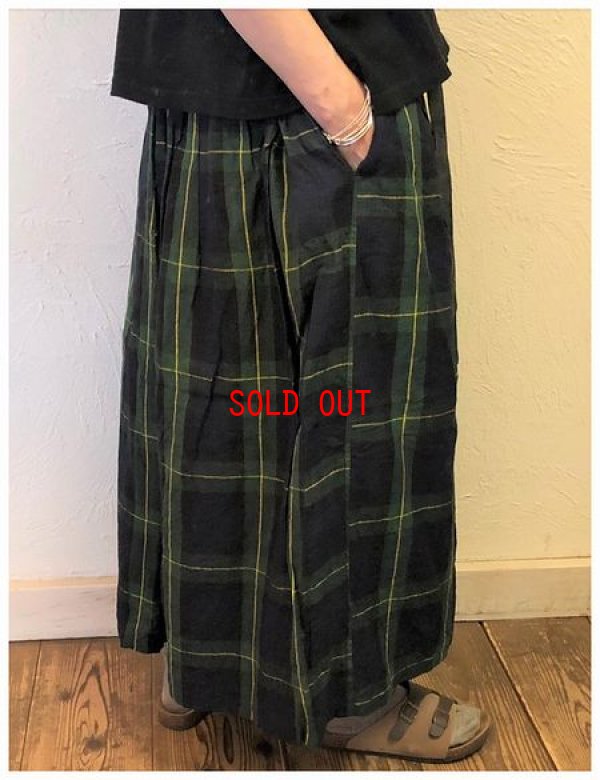 画像7: ichi Antiquite's(アンティークス）　リネンタータンチェックギャザースカート