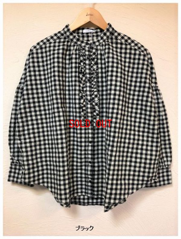 画像3: ＬＵＥＵＦ（ルフ）　コットンリネンギンガムチェックフリルブラウス