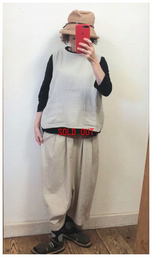 画像3: sun valley(サンバレー）　コットンリネン変則ダンガリー起毛クルーネックベスト