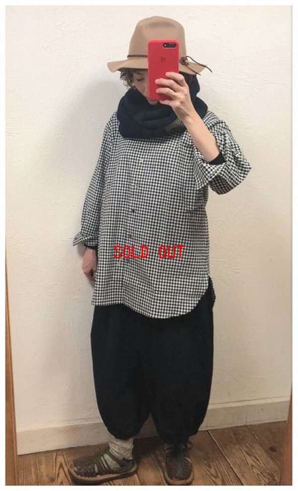 画像3: sun valley(サンバレー）　コットンリネン起毛裾ギャザーワイドパンツ