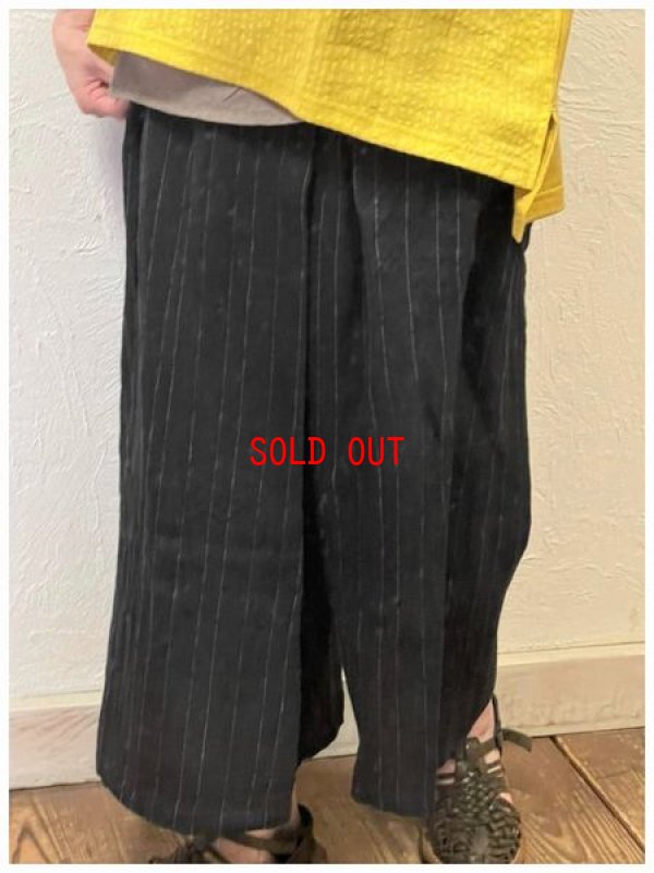 画像3: SORTE(ソルテ）　リネンヘリンボーンストライプラップ風ワイドパンツ
