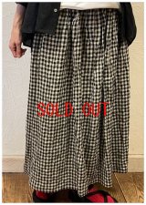 ichi(イチ）　リネンギンガムギャザースカート
