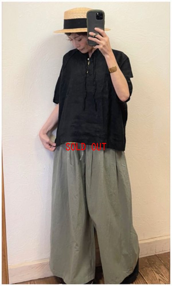 画像4: sun valley(サンバレー）　コットンリネン平織り切り替えタックパンツ