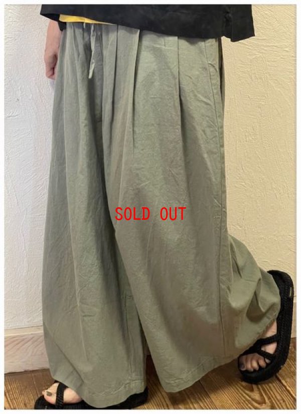 画像3: sun valley(サンバレー）　コットンリネン平織り切り替えタックパンツ