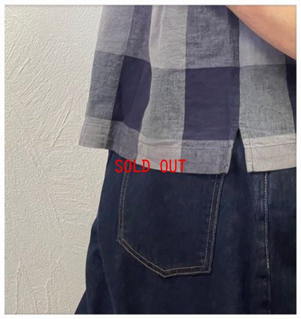 画像5: sun valley(サンバレー）　コットンリネンブロックチェックスタンドカラーシャツ