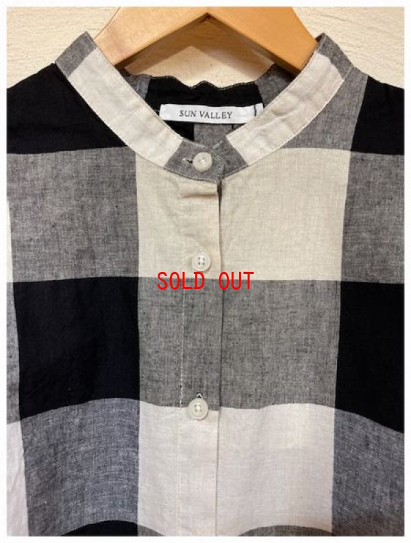 画像9: sun valley(サンバレー）　コットンリネンブロックチェックスタンドカラーシャツ