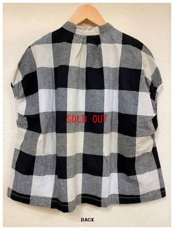 画像8: sun valley(サンバレー）　コットンリネンブロックチェックスタンドカラーシャツ