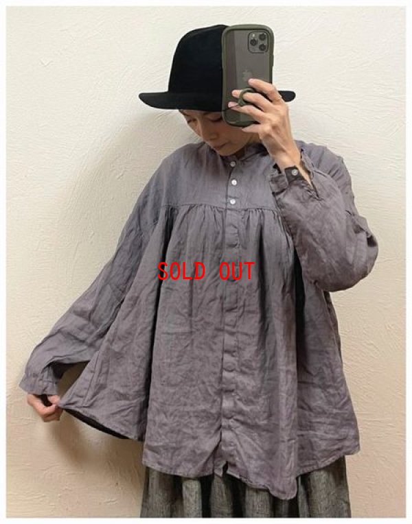 画像3: sun valley(サンバレー）　フレンチリネン製品染め切り替えギャザーブラウス