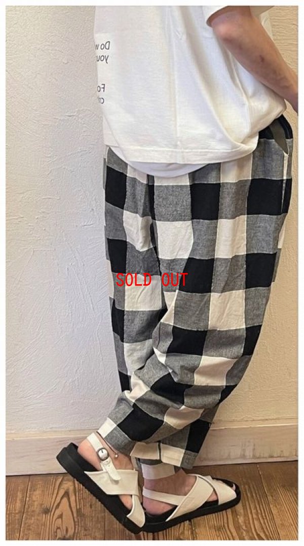 画像3: sun valley(サンバレー）　コットンリネン平織りブロックチェックイージーパンツ