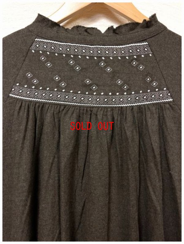 画像7: tumugu（ツムグ）　コットンビエラトップ起毛刺繍ワンピース
