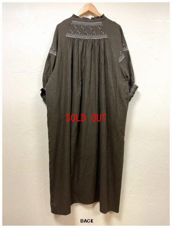 画像5: tumugu（ツムグ）　コットンビエラトップ起毛刺繍ワンピース