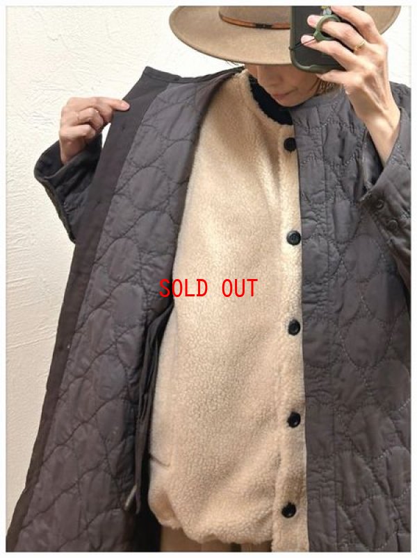 画像3: tukuroi（ツクロイ）　コットンローン中綿刺繍キルティングノーカラーコート