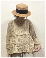 tukuroi（ツクロイ）　コットンリネン平織り製品染めピンタックブラウス