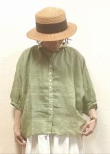 nachukara（ナチュカラ）　シアーリネンギャザーブラウス