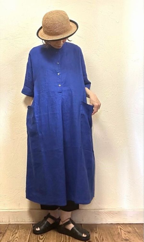 画像1: heavenly（ヘブンリー）　リネンバンドカラープルオーバーワンピース