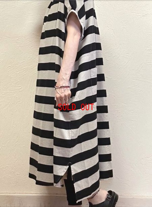 画像4: sun valley（サンバレー）　コットン織柄ボーダーギャザーワンピース