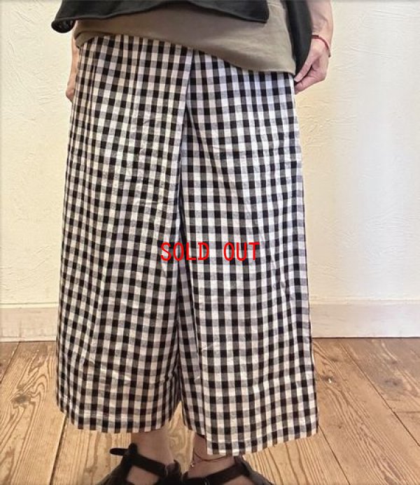 画像1: sun valley(サンバレー）　コットンリネン平織り裾ガウチョパンツ